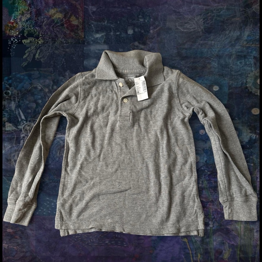 The Children's Place Grey Polo Collared Long Sleeve Shirt